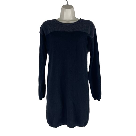 360 Cashmere Colorblock Crew Neck Tunic Sweater Gray Black Size XS - Picture 2 of 8